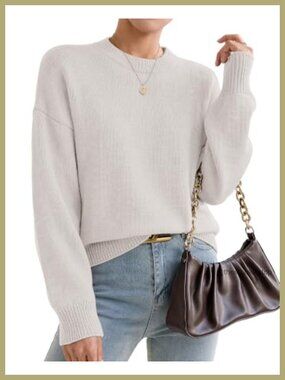 Cashmere Crewneck Oversized Pullover Sweater for Women